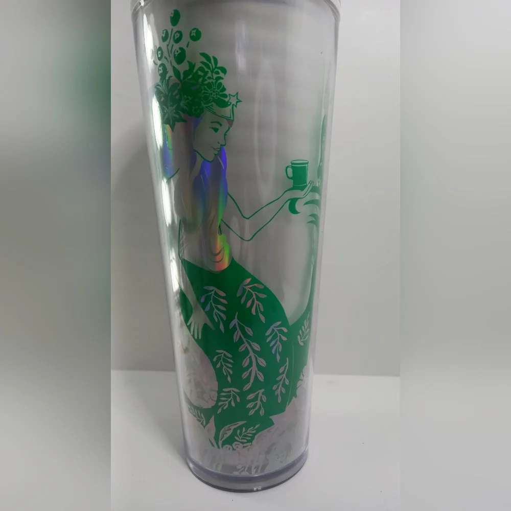 Starbucks Holiday Mint Pearl Cold Cup Tumbler 24oz Green White Mermaid - Picture 7 of 9